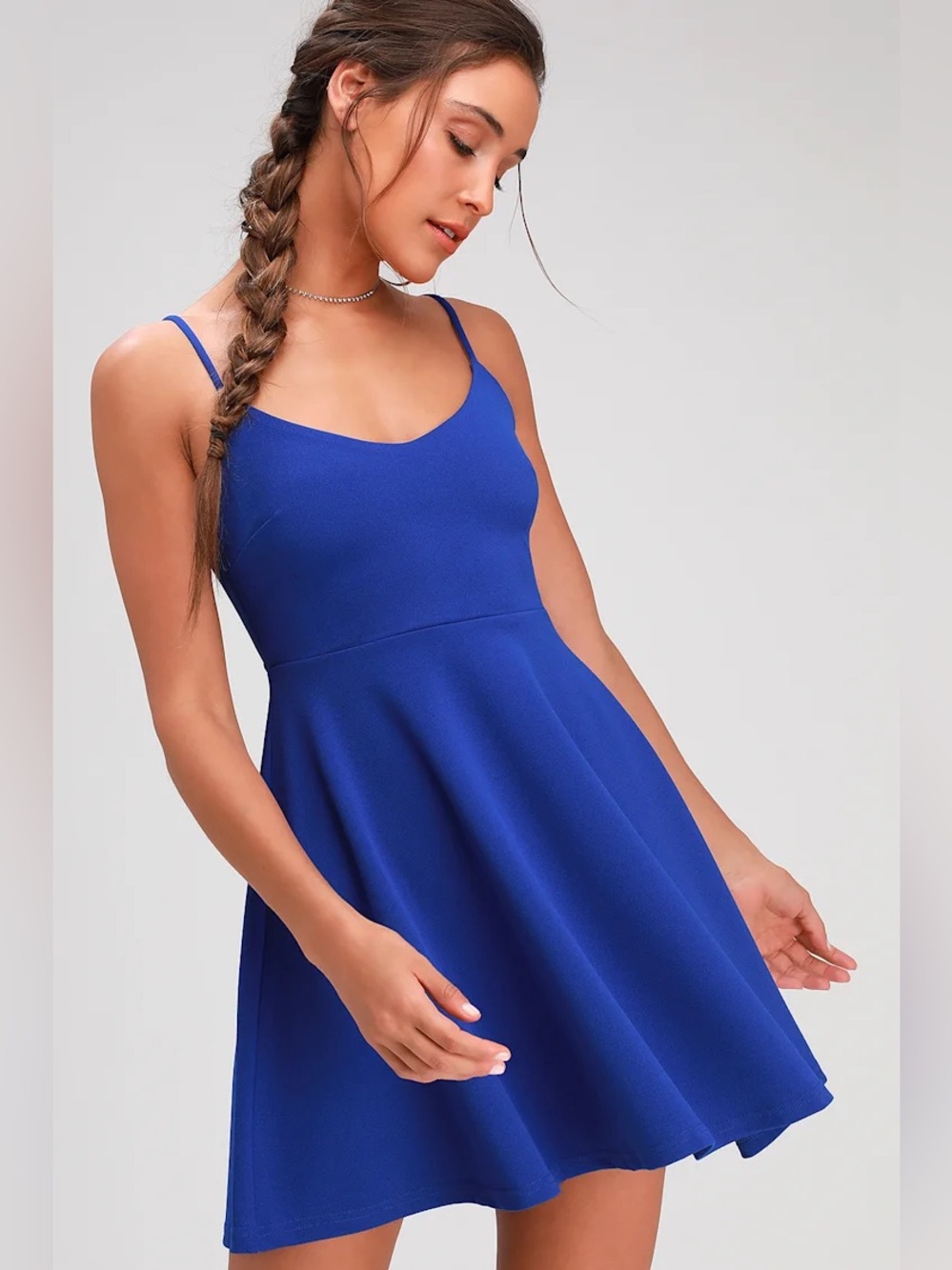 NWT Lulus Do You Wanna Dance? Royal Blue Skater Dress
